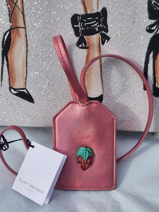 Kurt Geiger Accessories - Kurt Geiger Pink Metallic Eagle Logo Strawberry Lanyard NWT